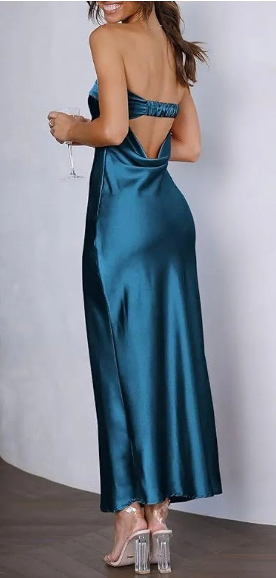 Blue Strapless MIDI Dress - Image 2