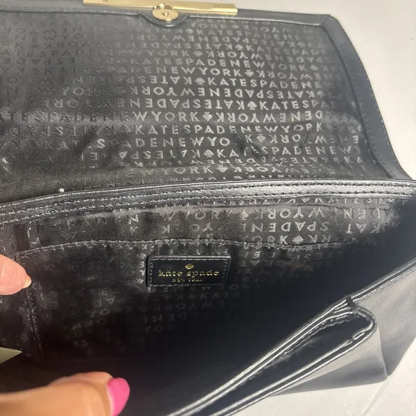 Kate Spade Black Leather Hanley Camden Way Shoulder Bag Gold Strap Purse‎ READ - Image 4