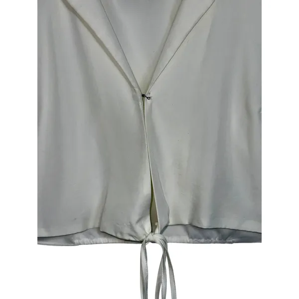 Abercrombie & Fitch White Collared Tie Front Long Sleeve Crop Top Blouse Size S - Image 5
