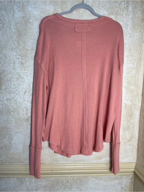 Free People “Colby Long Sleeve” thermal top Savannah Red Sz M - Image 7