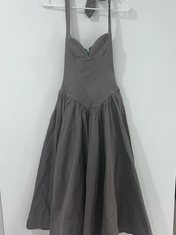 House of CB Gray Halter Maxi Dress | Drop Waist Corset | 90s Minimalist Romantic - Image 2
