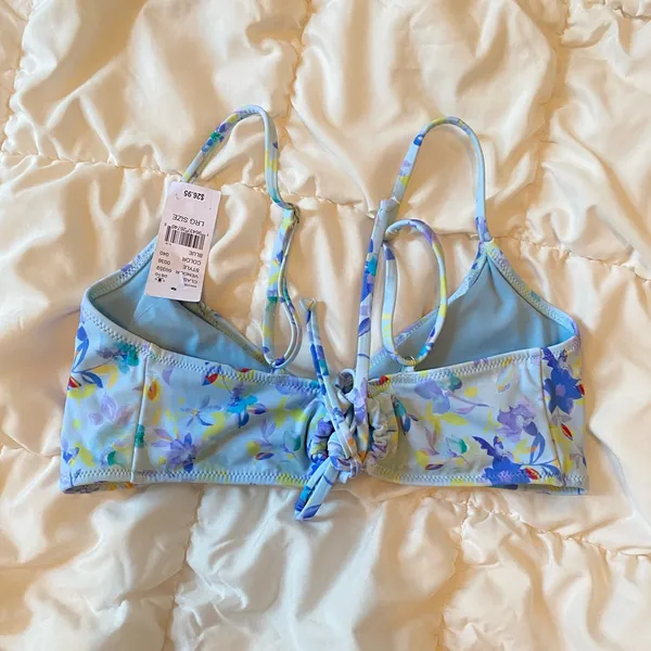Pacsun Blue Floral Tank Bikini Top Size L - Image 4