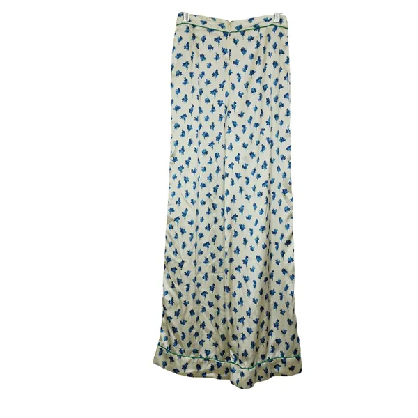 Kate Moss Topshop Blue Floral Satin Wide Leg Trouser Pants Y2K Vintage Chic - Image 7