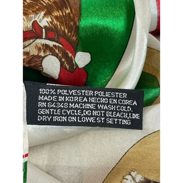 Cute VTG Christmas Cat Scarf Satin Feel Polyester Holiday Kittens Ornaments - Image 3