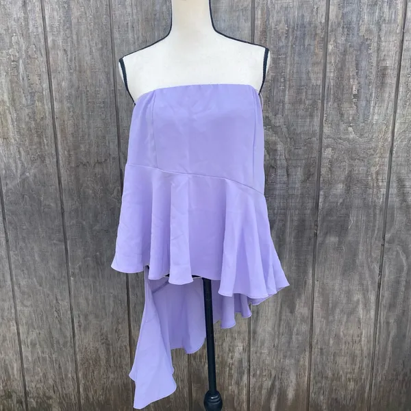 Amanda Uprichard Strapless Lavender Flowy Ruffle Top Size Large NWOT - Image 3