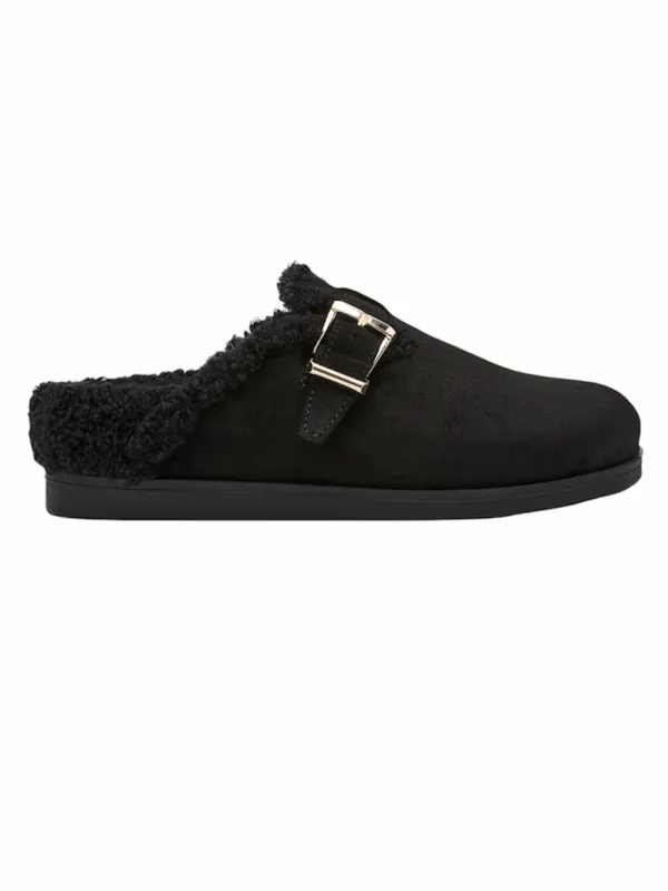 NEW DV Dolce Vita Faux Suede Clog Mule Gold Buckle Black Slide Slippers, Size 9 - Image 12