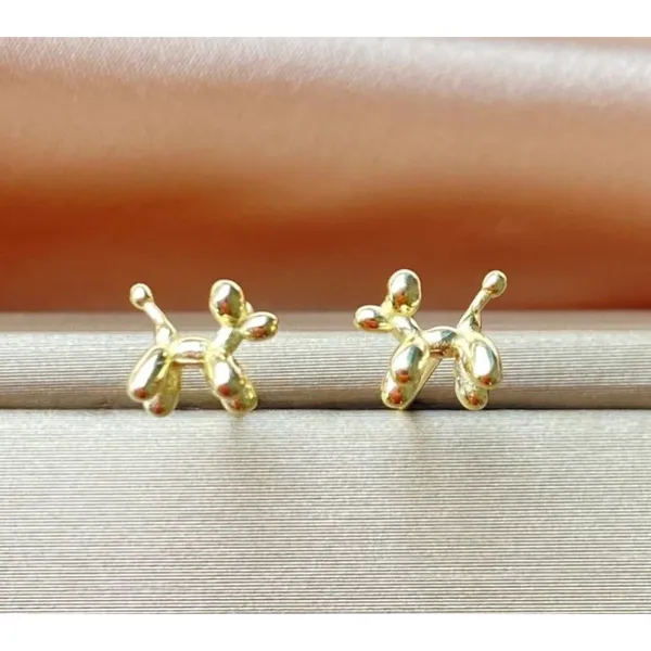 NEW Dainty Unisex Gold‎ Plated Sterling Balloon Dog Earrings, 0.7 x 0.7cm - Image 14