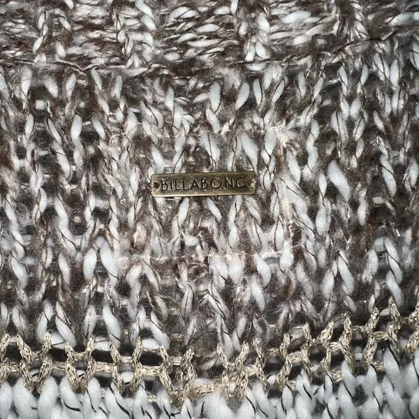 Billabong Designers Closet Open Cardigan Size Medium‎ Tan Cream Metallic Knit - Image 3