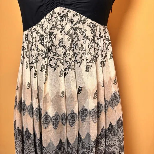 Laundry by Shelli‎ Segal Silk Blend Midi Dress Size 6 Black Empire Waist - Image 5