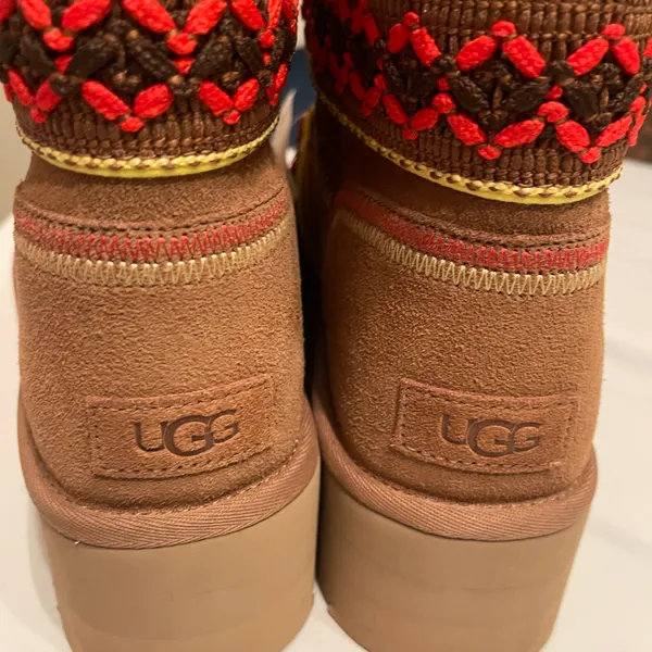 UGG Winter Fall Classic mini II braid Tribal bohemian platform chestnut booties ankle boots - Image 4