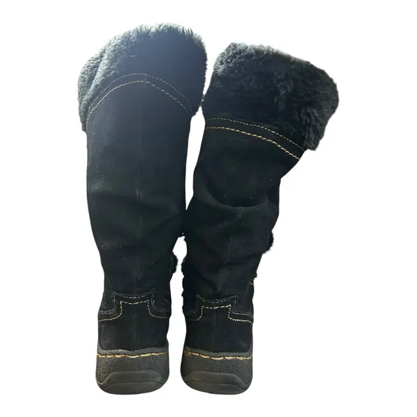 Baretraps Elicia Black Leather Mid-Calf Wedge Boots — Women’s 7M - Image 4