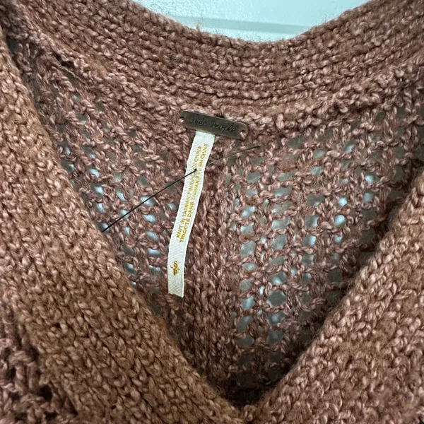 Free People | Women's Rust Brown Oversized V-Neck Knit Sweater Dress, Size S/P - Image 4