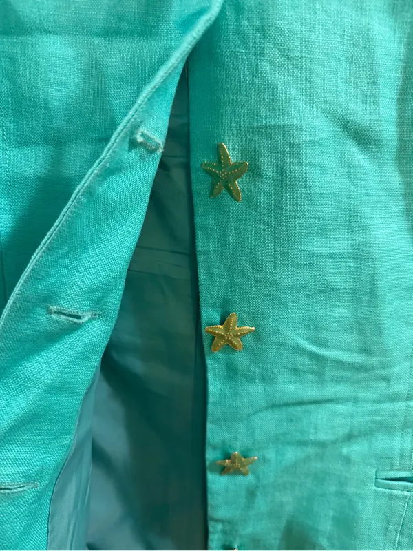 Vintage Maggy London Teal Sleeveless Linen Vest - Image 2