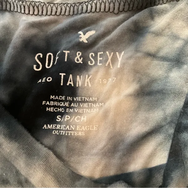 American Eagle Soft & Sexy Drapey Tank Tie Dye Black White Women Sz S - Image 3