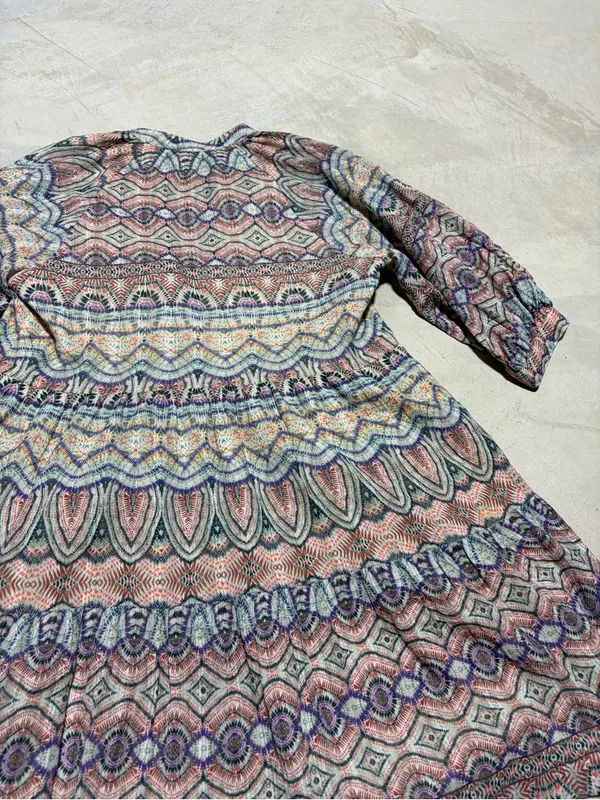 Amanda uprichard Diego Patterned Boho Tiered Dress large - Image 8