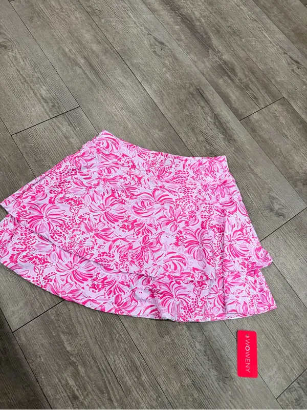 Bright Pink Tropical Print Ruffle Skort Size M - Image 7