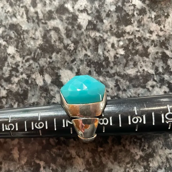 Teal Aqua Silver Ring Sz 7.5 - Image 3