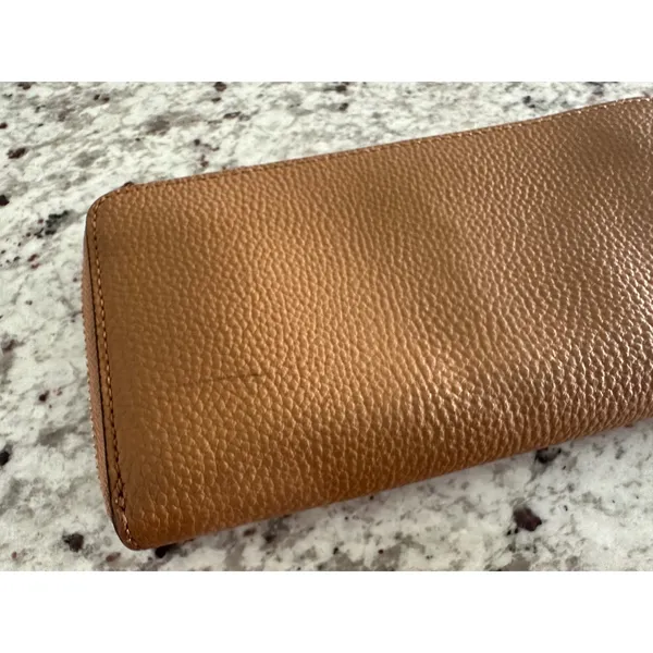 Coach Tan Leather Zip Around Continental Wallet - Image 7