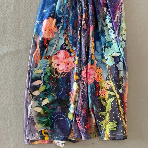 Women's Long Short Sleeve Vibrant Dress #260604 - Image 3