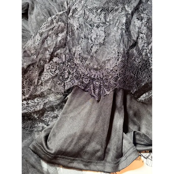 Faeriesty Maxi Dress Sz 1XL Black Lace Corset Tiered Tulle Gown‎ Goth Prom - Image 7