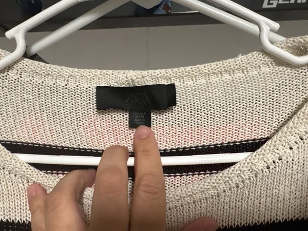 Zara Striped Open Knit V-Neck Slouchy Pullover Sweater - Image 3