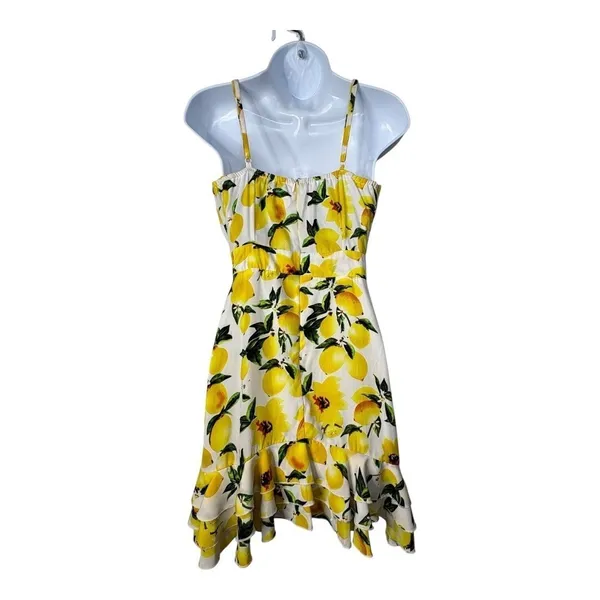Boohoo‎ Lemon Print Sundress Yellow Fruit Floral Cutout Summer Coquette Vacation - Image 9