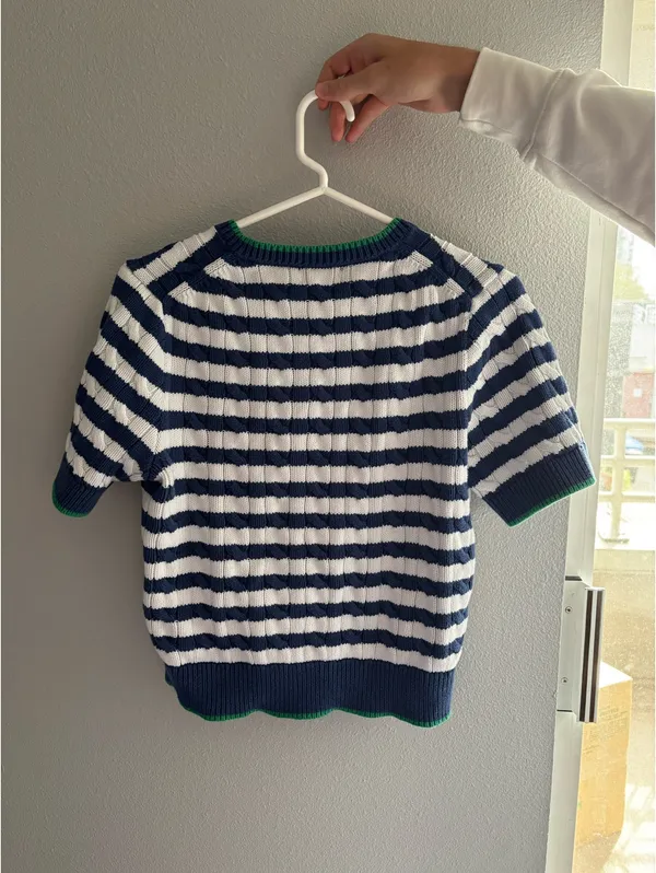 Polo Ralph Lauren Striped Cable-Knit Short-Sleeve Cardigan - Image 4