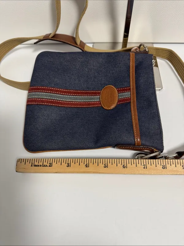Coach Heritage Stripe Denim Vintage Crossbody Denim and Leather Trim - Image 9