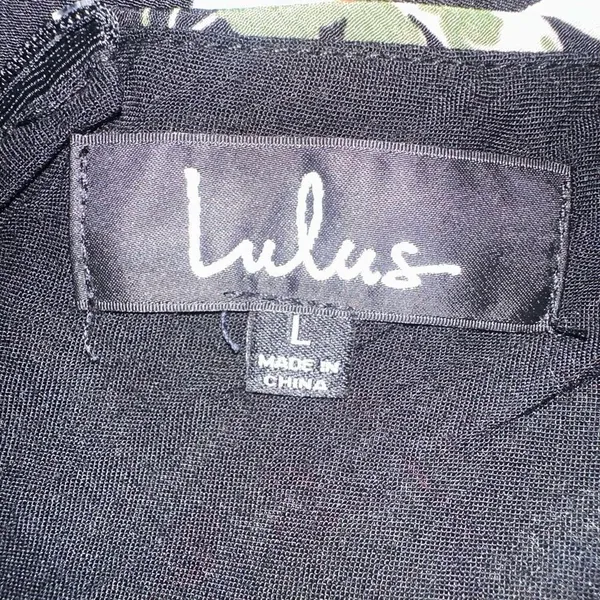 Lulu’s Go Fleur a Twirl Black Floral Print Handkerchief Midi Dress Size Large - Image 5