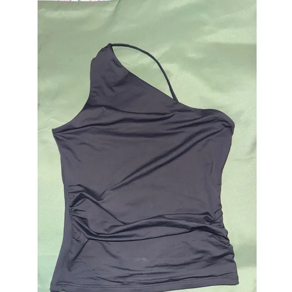 Qinsen 2 Pack One‎ Shoulder Ruched Tank Tops Pink Grey XS NWT - Image 3