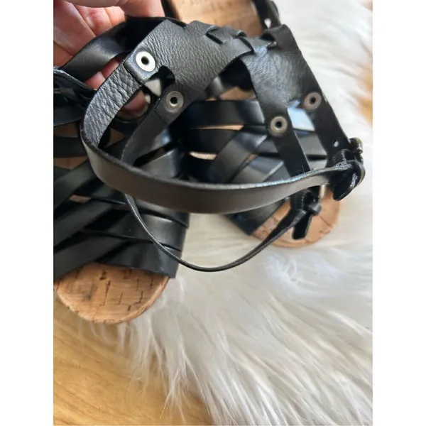 COACH ADRIENN STRAPPY LEATHER SANDAL SHOE BLACK size 10 - Image 3