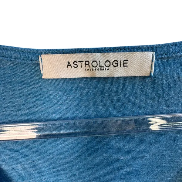 Astrologie California Smocked Waist Top V-Neck‎ Dolman Sleeve Blue Teal Blouse S - Image 3