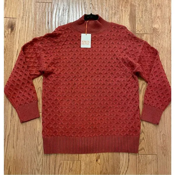 Knox rose nwt pointelle mock neck burgundy sweater m - Image 4