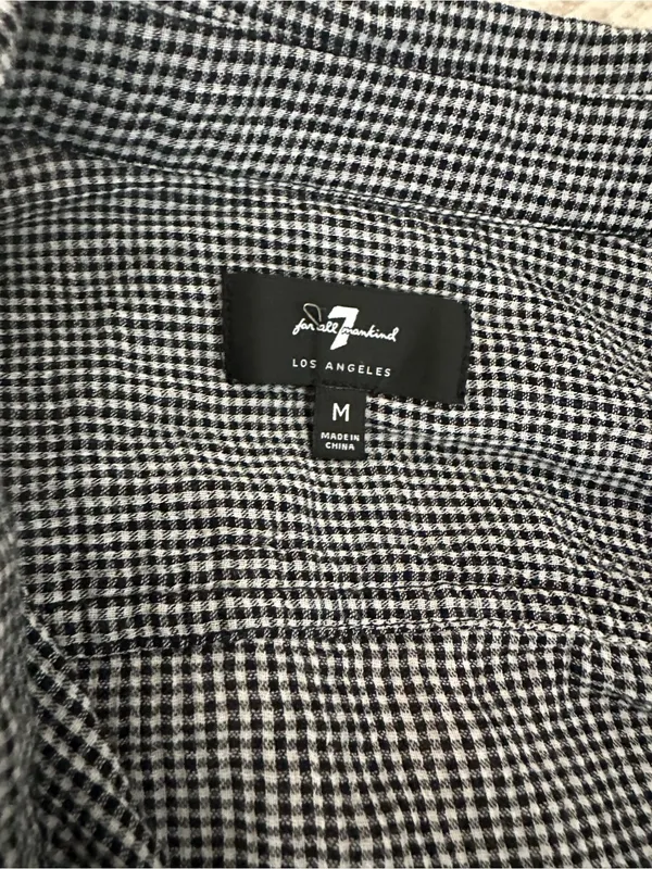 7 For All Mankind Black and White Check Button-Down Shirt - Image 3