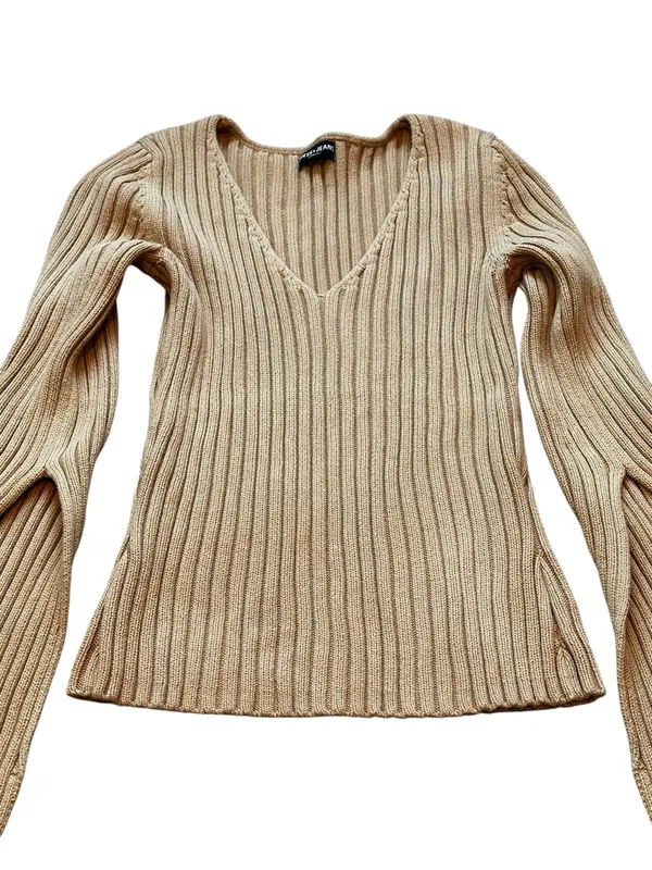 Vintage Guess V-Neck Sweater Dramatic Flare Sleeve 90s Y2K Britney Spears Boho - Image 4