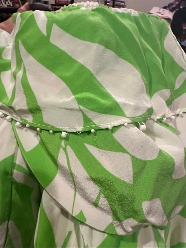 Lilly Pulitzer Darcia Silk Limeade Wishing you were here Green Floral Dress 6 - Image 5