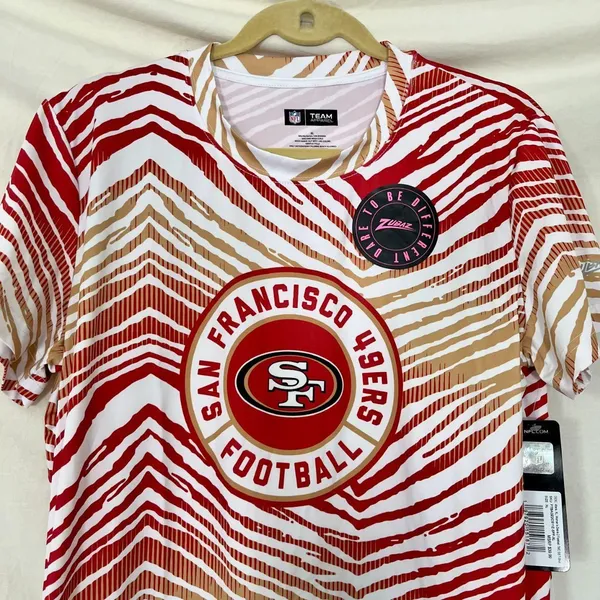 NWT NFL SAN FRANCISCO 49ERS Zubaz Zebra 2 Team Color Circle Logo T-Shirt XL - Image 2
