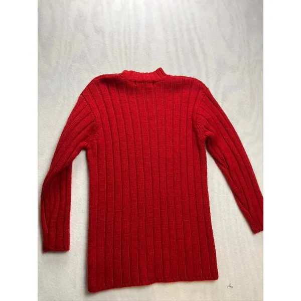 Jones New York Sport‎ Red Ribbed Wool Blend Mock Neck Sweater Womens Small - Image 7