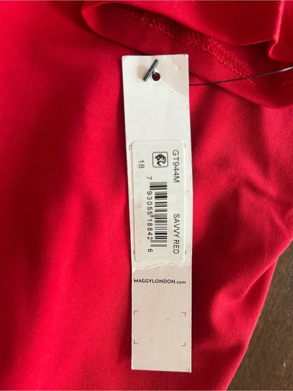 Maggy London Red Long-Sleeve Draped Waist Midi Dress - Image 4