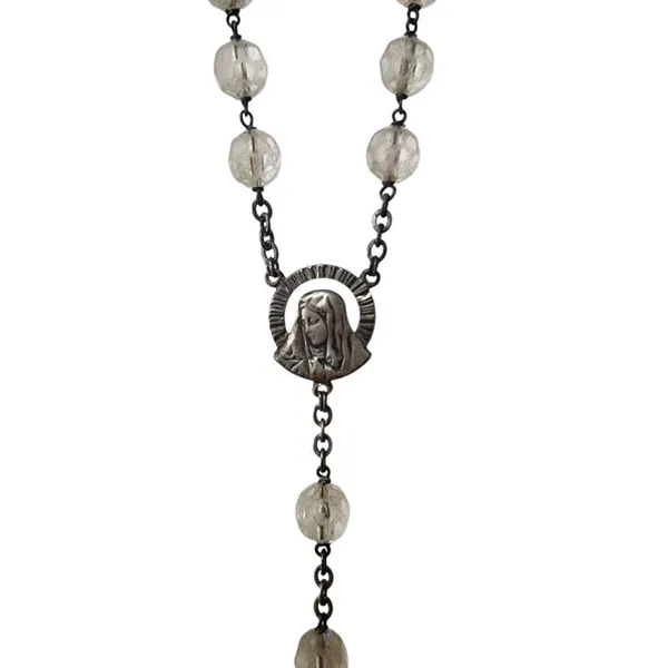Vintage Roma Sterling Silver & AB Crystal Rosary - Image 3