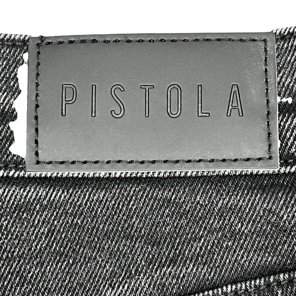 Pistola Cassie Crop Straight Jeans 27" Black Box Super High Rise Creased Denim‎ - Image 11