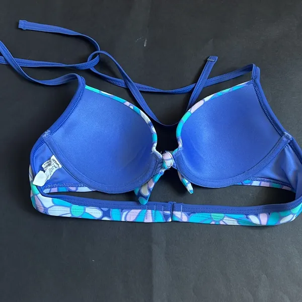 Aerie Bridget Blue & Purple Floral Underwire Padded Bikini Top. Size 34A - Image 3