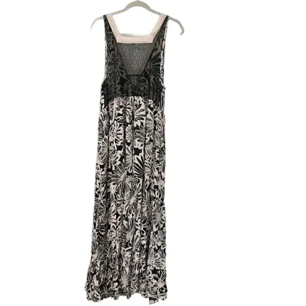 Free People Black/Blush Pink Floral Print Dress(Size Small) - Image 5