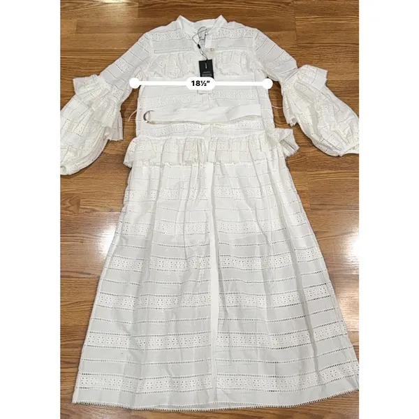 Acler Valentine Ivory Broderie Anglaise Cotton Midi Dress Long Sleeve 2 - Image 6