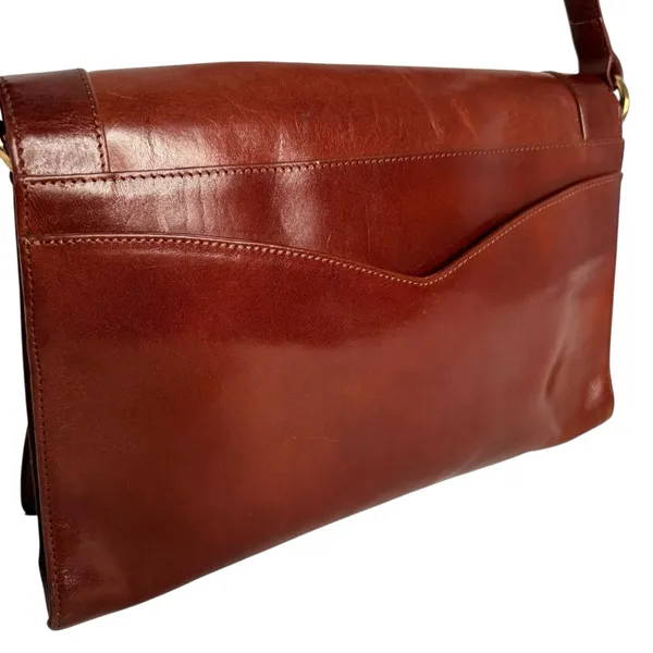 Hobo Brown Leather Twist Lock Closure Shoulder Bag - Image 7
