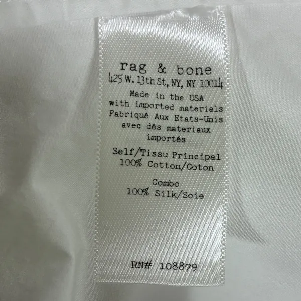 Rag & Bone White Cotton Silk High-Low Button Down Tunic Shirt Small USA - Image 5