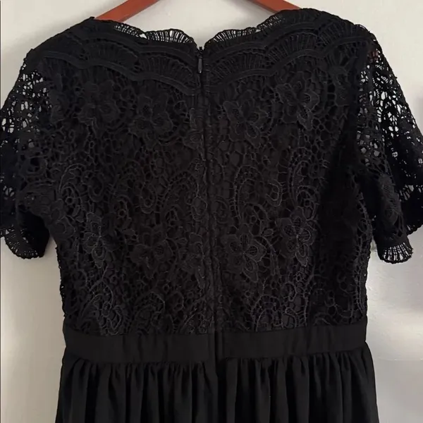 Lulus Angel in Disguise Black Lace Skater Dress EUC - Image 4