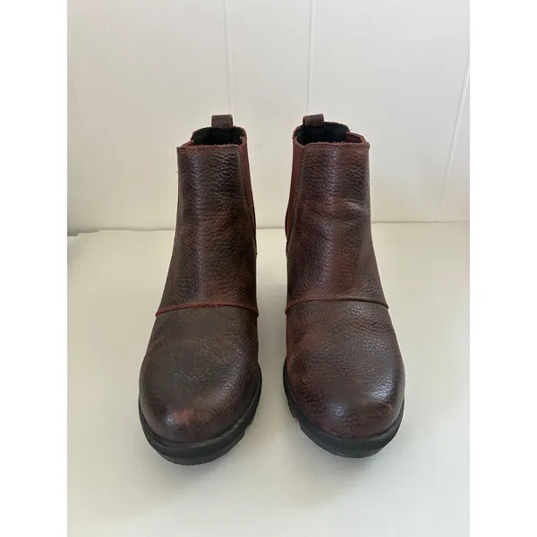 Sorel Joan of Arctic Wedge II Chelsea Boots Brown Leather NL3346-282 Womens 8 - Image 2