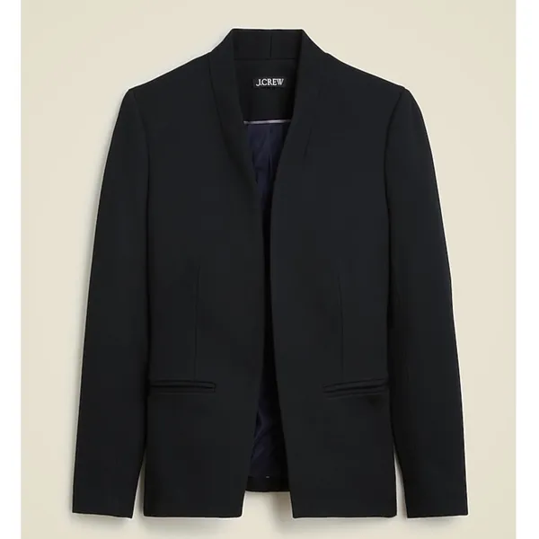 J Crew Stretch Twill Slim Fit Open Front Going Out Blazer CC274 Black Size 2 - Image 4