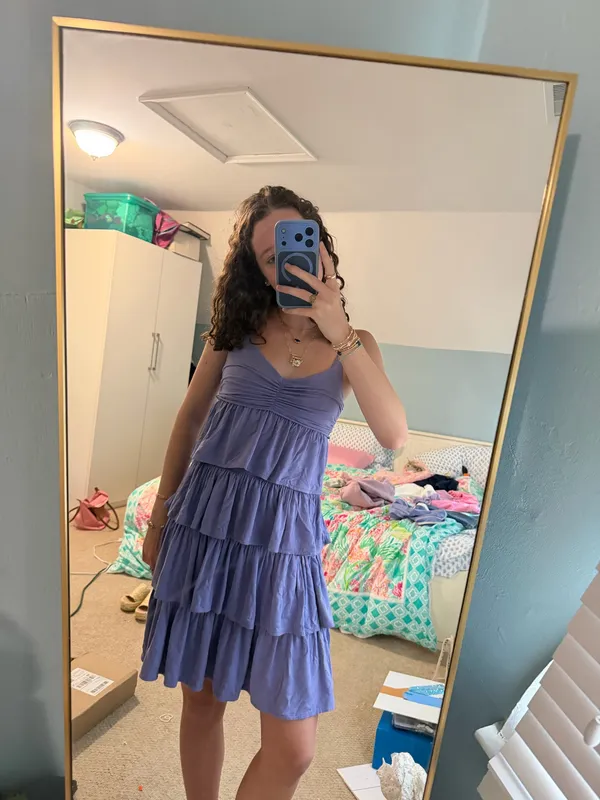 J.Crew Long purple ruffle dress - Image 2